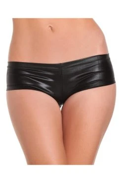 Be Wicked Shiny Lycra Booty Shorts Black CLOTHING