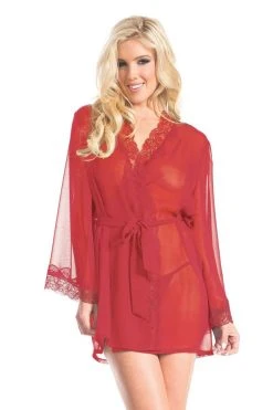 Be Wicked LINGERIE Mesh Around Robe Red