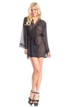 Be Wicked Mesh Around Robe Black