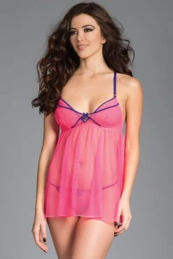 Be Wicked Sensual Affection Babydoll Hot Pink