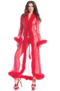 Be Wicked LINGERIE Marabou Robe Red