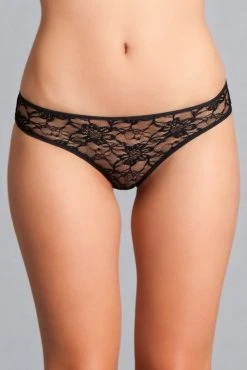 Be Wicked LINGERIE Delila Lace & Strap Panty Black