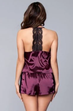 Be Wicked Jasmina Satin Cami & Short Set Purple SLEEPWEAR