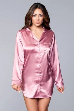 Be Wicked Kimberly Satin Sleepshirt Dusty Rose