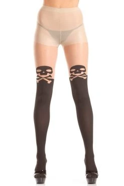 Be Wicked Crossbones Pantyhose Hosiery