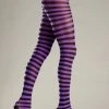 Be Wicked Hosiery Pantyhose Seamingly Striped Pantyhose Purple