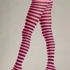 Be Wicked Hosiery Seamingly Striped Pantyhose Neon Pink