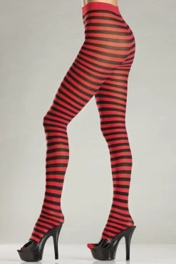 Be Wicked Seamingly Striped Pantyhose Red