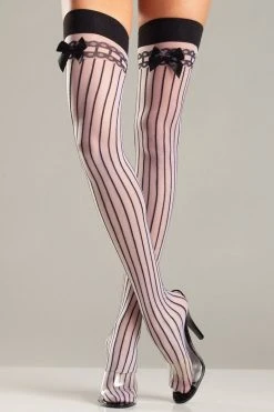 Be Wicked Stripes And Satin Thigh Highs