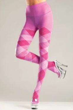 Be Wicked Hosiery K Argyle Pantyhose Pink