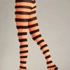 Be Wicked Wide Striped Pantyhose - Black/Orange Hosiery