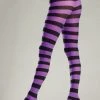 Be Wicked Wide Striped Pantyhose - Black/Purple