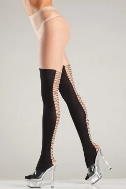 Be Wicked Hosiery Lace-Up Back Seam Pantyhose
