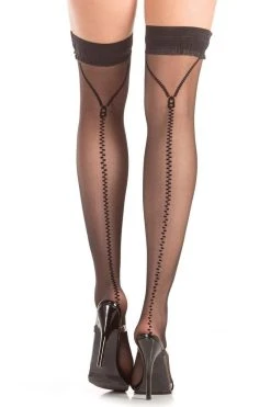 Be Wicked Hosiery Zip Me Up Thigh Highs