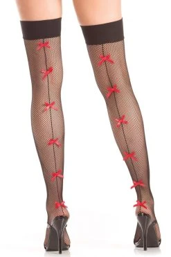 Be Wicked Hosiery Red Bow Backseam Thigh Highs