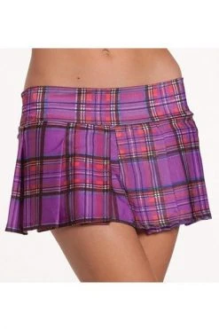 Be Wicked School Girl Skirt Purple Plaid CLOTHING