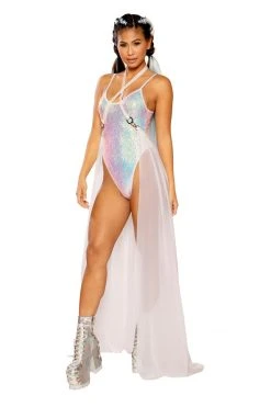 JValentine CLOTHING White Iridescent Harness Skirt