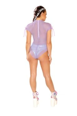 JValentine Mesh Lace-Up Shoulder Bodysuit