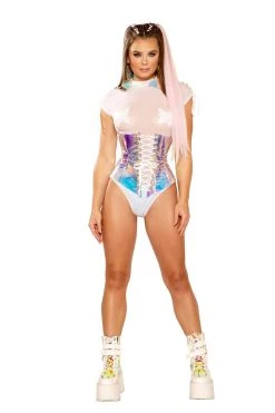 JValentine Holographic Vinyl Waist Cincher RAVE & FESTIVAL