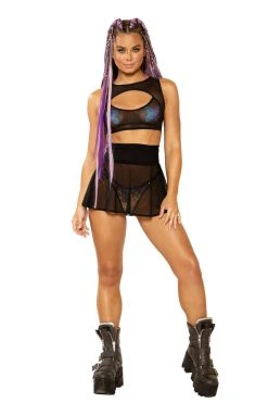 JValentine CLOTHING Mesh Keyhole Top