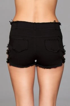 Be Wicked Buckled Down Denim Shorts Black CLOTHING