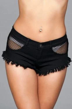 Be Wicked CLOTHING Such A Catch Denim Shorts Black