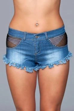 Be Wicked Such A Catch Denim Shorts Blue CLOTHING