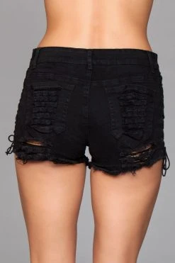 Be Wicked CLOTHING Looped In Distressed Shorts Black