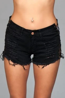 Be Wicked CLOTHING Looped In Distressed Shorts Black