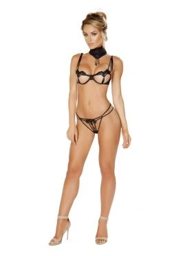 Roma Costume LINGERIE Strappy Applique Bra Set