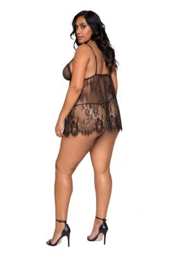 Roma Costume Elegant Eyelash Lace Babydoll With Panty LINGERIE