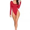 Roma Costume Red Cozy Long Sleeved Bodysuit
