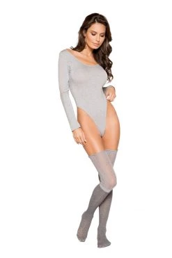 Roma Costume Tops Grey Cozy Long Sleeved Bodysuit