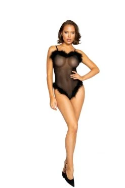 Roma Costume LINGERIE Curvy Mesh & Fur Teddy