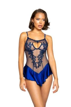 Roma Costume LINGERIE Heart Cutout Teddy With Applique Detail