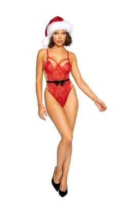 Roma Costume Naughty Claus Eyelash Lace Teddy LINGERIE