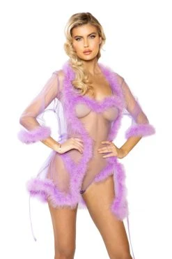 Roma Costume LINGERIE Sheer Marabou Robe