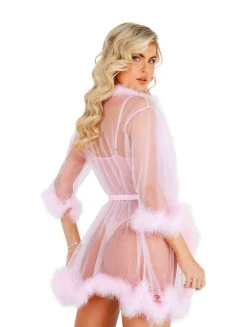 Roma Costume LINGERIE Sheer Marabou Robe