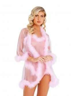 Roma Costume LINGERIE Sheer Marabou Robe