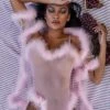 Roma Costume LINGERIE Sheer Marabou Robe