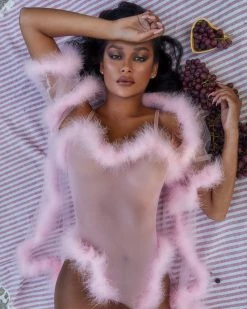 Roma Costume LINGERIE Sheer Marabou Robe