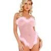 Roma Costume Sheer Marabou Teddy LINGERIE