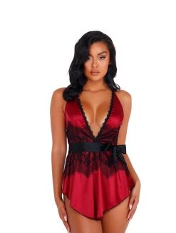 Roma Costume LINGERIE Satin & Lace Babydoll With Tie