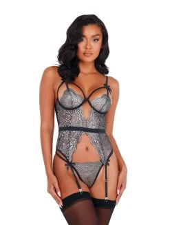 Roma Costume LINGERIE Metallic Bustier Set