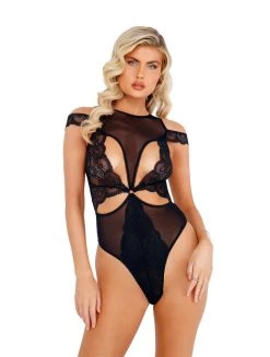 Roma Costume Lace & Mesh Cutout Teddy