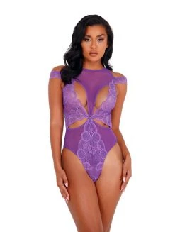 Roma Costume Lace & Mesh Cutout Teddy