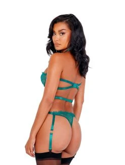 Roma Costume Lacey Criss-Cross Underwired Teddy With Garters