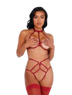 Roma Costume Open Cup & Crotchless Bra Set LINGERIE