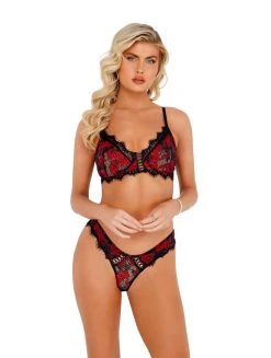 Roma Costume LINGERIE Floral Lace Bralette Set