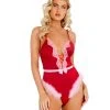Roma Costume Marabou Satin Teddy With Bow Detail